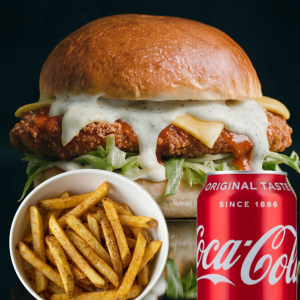 Veggie Buffalo Frank Burger Meal